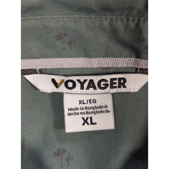 Voyager Mens XL Short Sleeve Button Up Shirt Gray Outdoor Casual Travel - Picture 2 of 11